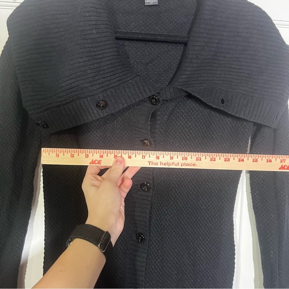 Armani Exchange Shawl Cardigan Black Size Small Wool Knit Pockets Lagenlook - Picture 3 of 7